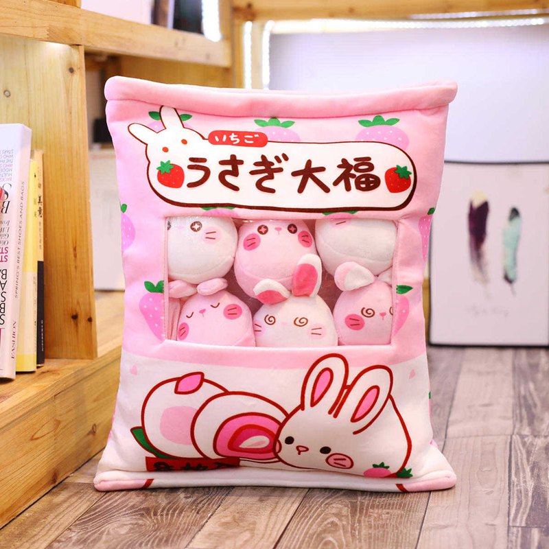 Kawaii Pink Pillow of Mini Bunny Plushies - Kuru Store